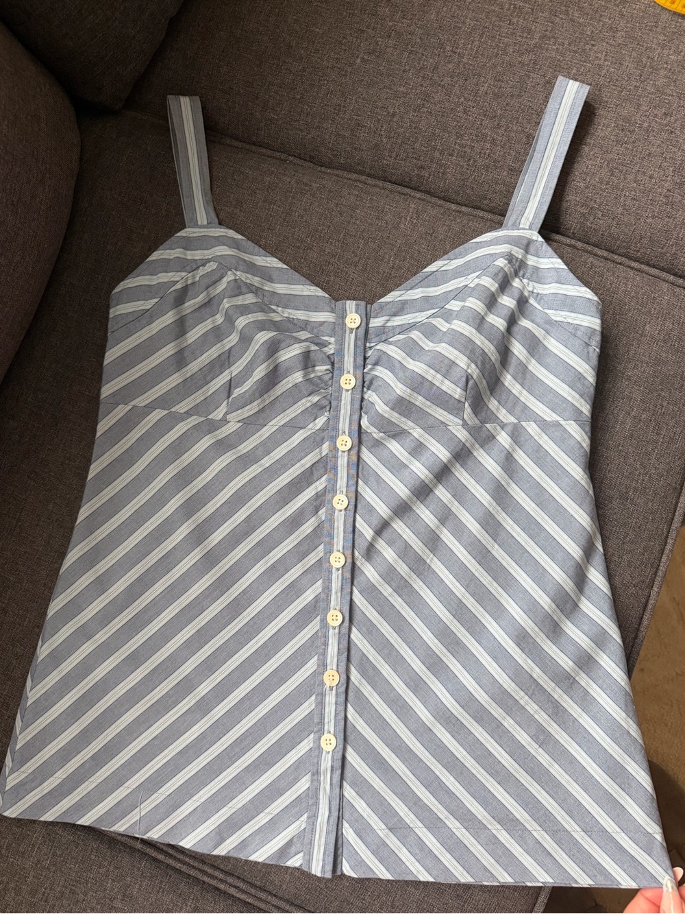 Calvin Klein Blue Striped Cotton Tank Top